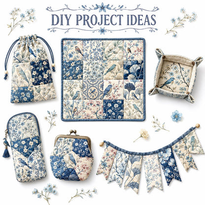 10pcs Charm Pack Set Floral Bird Vintage Style Pattern Handmade DIY with Rich Color and Texture Elements 100% Polyester Patchwork in 10 Design Styles Suitable for Patchwork DIY Craft Projects DIY Wallet Making Gift Giving Bag Making Mother's Day Gift