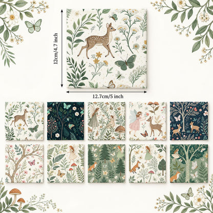10Pc/Set Flower Butterfly Series Deer Mushroom Fox Fat Quarter Fabric, Pre-Cut Square Fabric Assort, Fabric Set, Craft Fabric, Handmade DIY Patchwork Fabric,Home Quilting Sewing Fabric, Packaging Fabric, Scrapbooking Craft Hobbyist