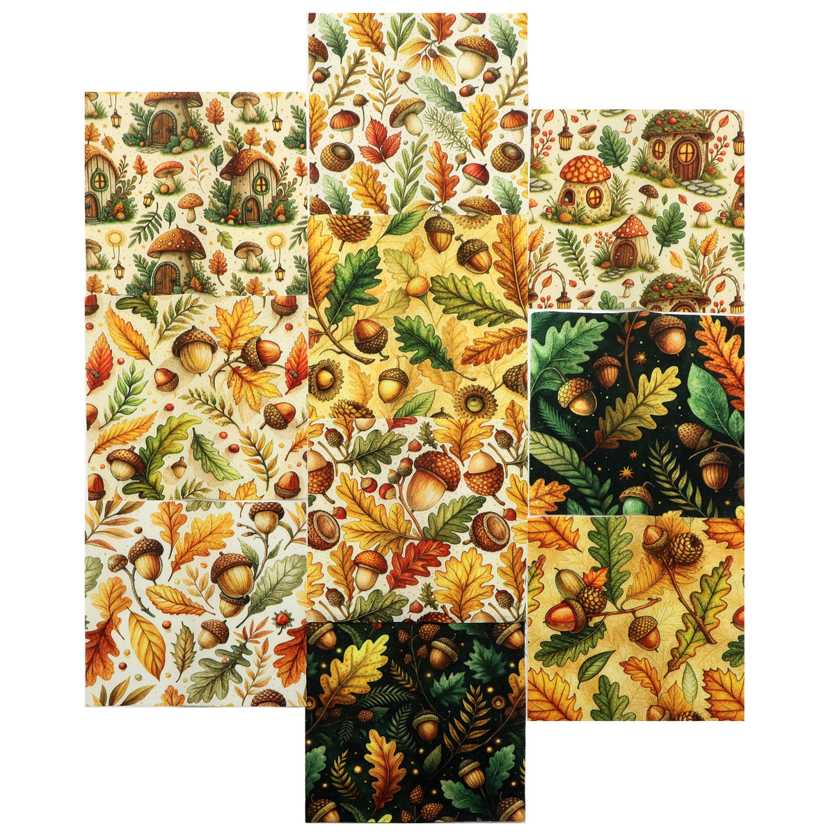 10Pc/Set Autumn Leaves Mushroom Pinecones Series Fat Quarter Fabric, Pre-Cut Square Fabric Assort, Fabric Set, Craft Fabric, Handmade DIY Patchwork Fabric,Home Quilting Sewing Fabric, Packaging Fabric, Scrapbooking Craft Hobbyist