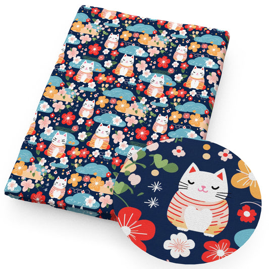 flowerfloral cat fabric