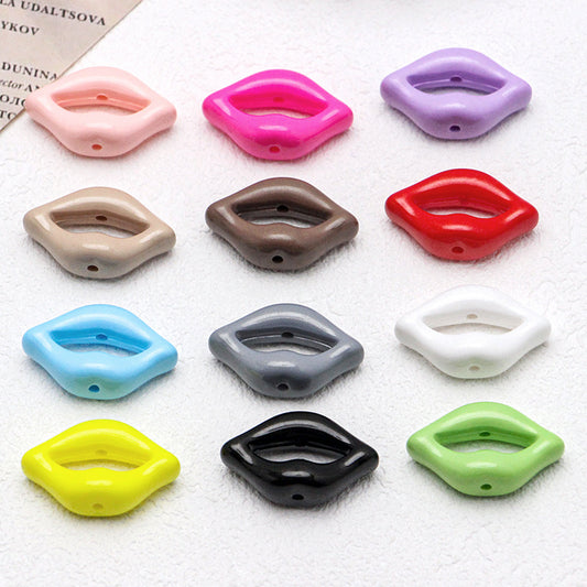 5Pcs Acrylic Plated Colorful Lip Shaped Beads, DIY Handmade Necklace Bracelet Jewelry Making Beaded Decors Craft Accessories