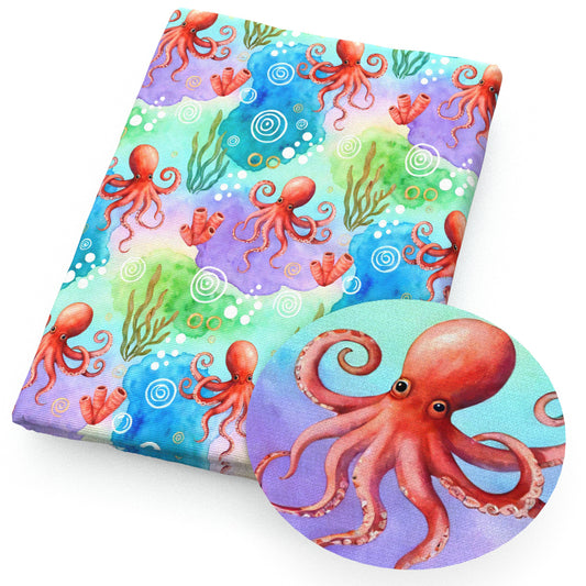 ocean series seaweed octopus animals fabric