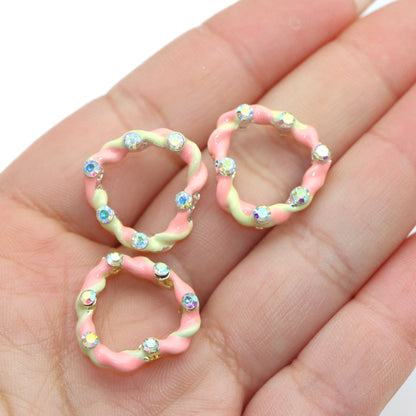 1Pc Rhinestones Hollow heart Beads, Colorful Translucent Large Heart Spacer Beads, DIY Craft Jewelry Making Accessories, For Valentine's Day