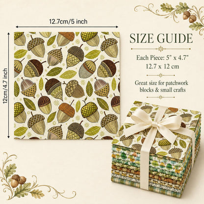 10pcs Charm Pack Set Pinecones Autumn Vintage Style Pattern Handmade DIY with Rich Color and Texture Elements 100% Polyester Patchwork in 10 Design Styles Suitable for Patchwork DIY Craft Projects DIY Wallet Making Gift Giving Bag Making Mother's Day Gift