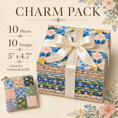 10pcs Charm Pack Set Floral Pattern Vintage Style Handmade DIY with Rich Color and Texture Elements 100% Polyester Patchwork in 10 Design Styles Suitable for Patchwork DIY Craft Projects DIY Wallet Making Gift Giving Bag Making Mother's Day Gift