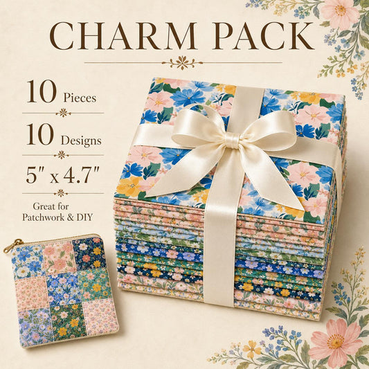 10pcs Charm Pack Set Floral Pattern Vintage Style Handmade DIY with Rich Color and Texture Elements 100% Polyester Patchwork in 10 Design Styles Suitable for Patchwork DIY Craft Projects DIY Wallet Making Gift Giving Bag Making Mother's Day Gift