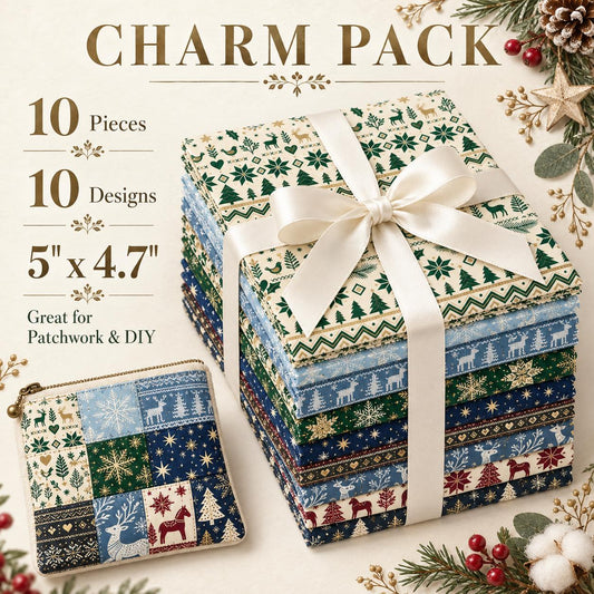 10Pc/Set Christmas Series Stripe Heart Star Bird Deer Horse Tree Pinecones Fat Quarter Fabric, Pre-Cut Square Fabric Assort, Fabric Set, Craft Fabric, Handmade DIY Patchwork Fabric,Home Quilting Sewing Fabric, Packaging Fabric, Scrapbooking Craft Hobbyist