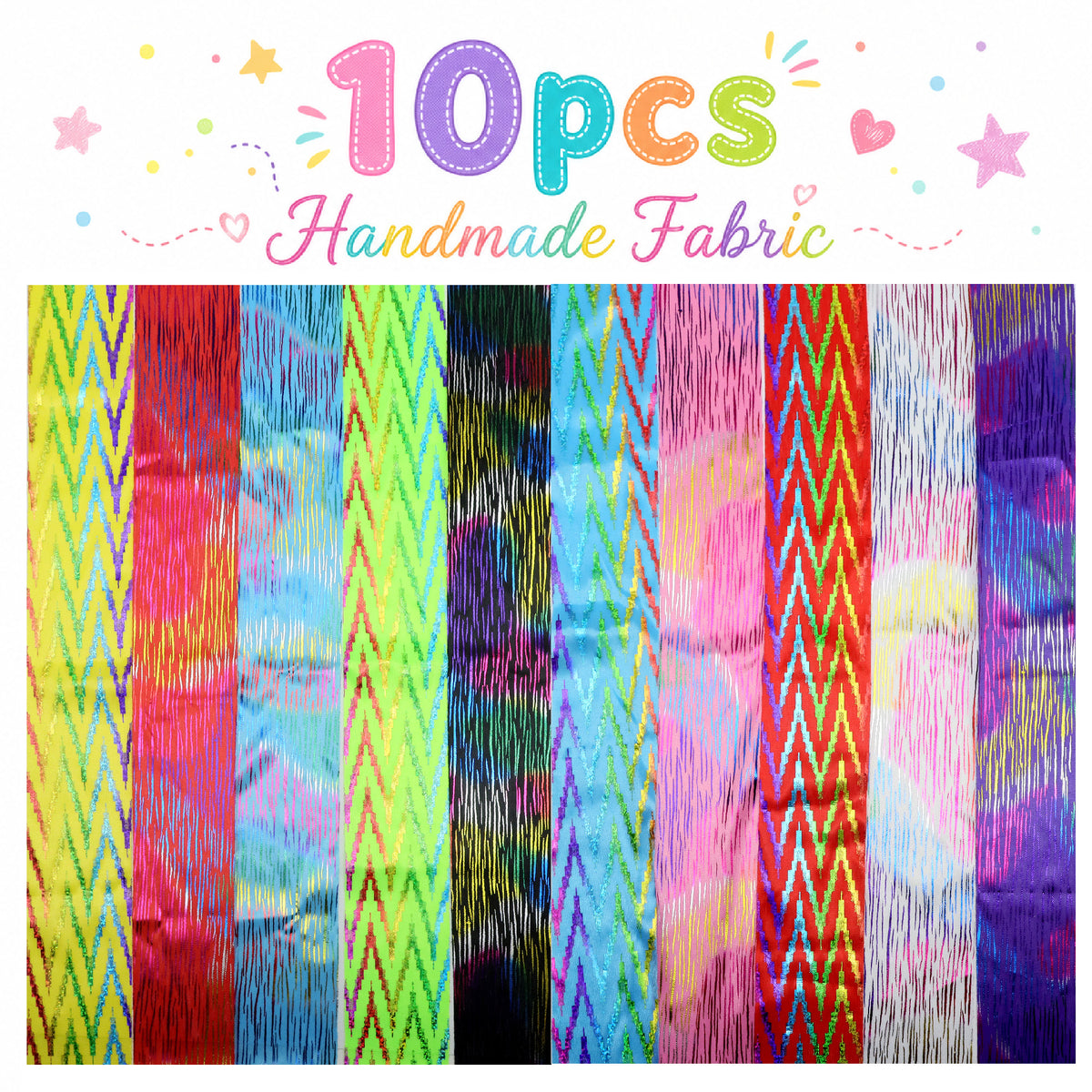 10pcs Vintage Chevron, Zig Zags Pattern Jelly Roll Fabric Strips 2.5X19.7inch Pre-Cut 100% Polyester For Patchwork Quilts, Table Runners, Placemats, Tote Bags, Storage Pouches, Makeup Bags, Coasters, Quilt Blocks & Binding
