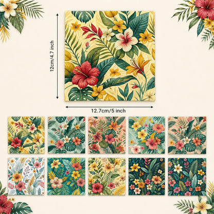 10pcs Charm Pack Set Floral Pattern Vintage Style Handmade DIY with Rich Color and Texture Elements 100% Polyester Patchwork in 10 Design Styles Suitable for Patchwork DIY Craft Projects DIY Wallet Making Gift Giving Bag Making Mother's Day Gift