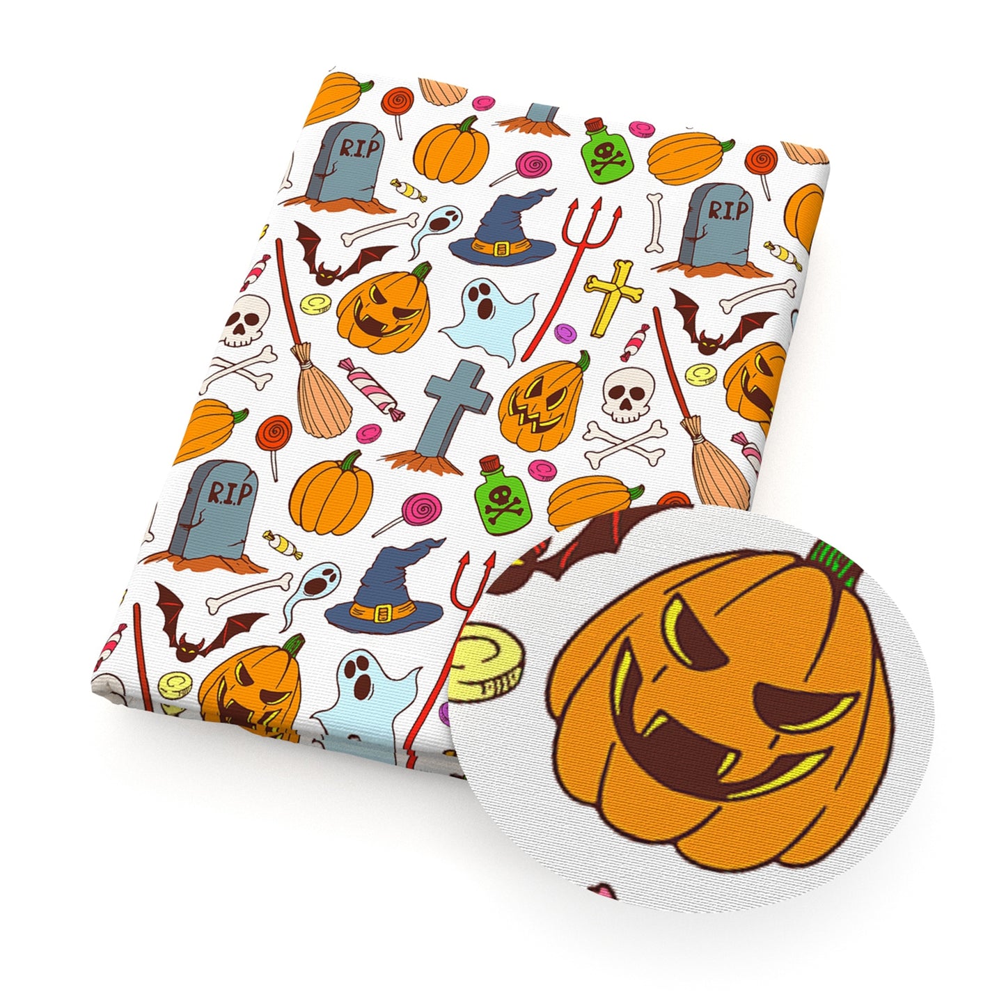 halloween skull ghost skeleton bones pumpkin candysweety broom bat fabric