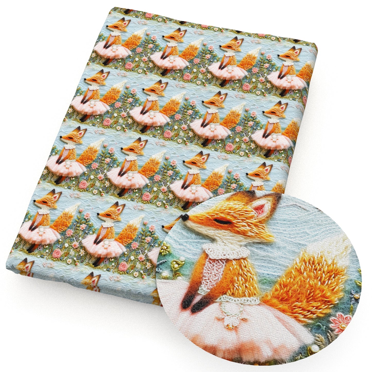 imitation embroidery series fox flowerfloral fabric