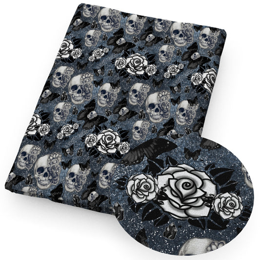 flowerfloral skull ghost skeleton bones halloween fabric