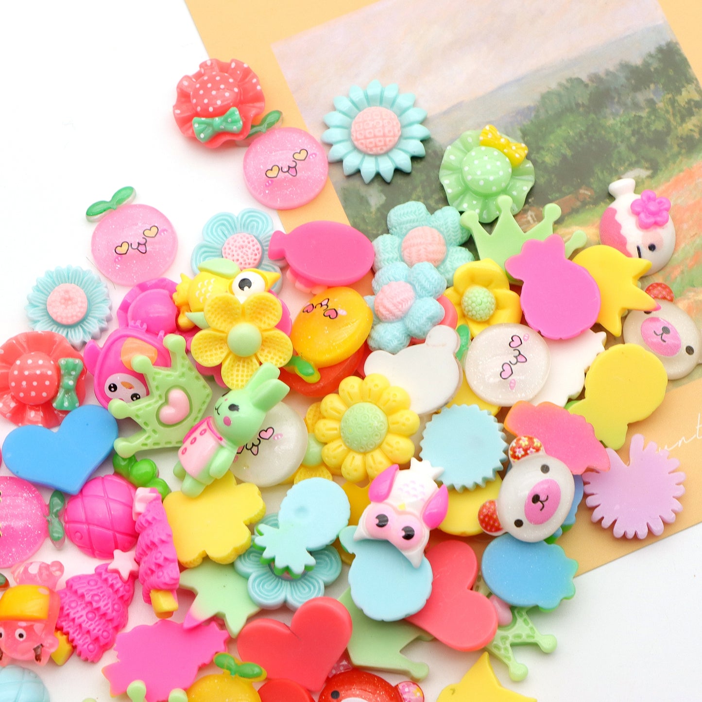 10Pcs Acrylic Animals Flowers Charms,Mixed Designs,3D Flatback Resin Cabochons for DIY Jewelry, Earrings, Bracelets, Keychains, Festive Decor, Homemade Gifts, Phone Cases, Water Bottles, Hair Accessories - Crafting Accessories