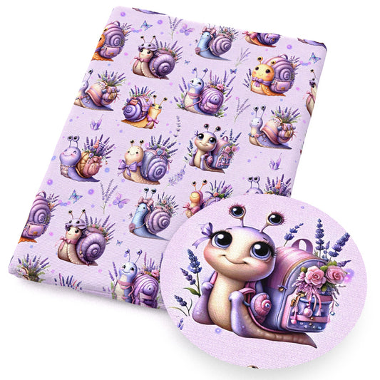 snails lavender fabric
