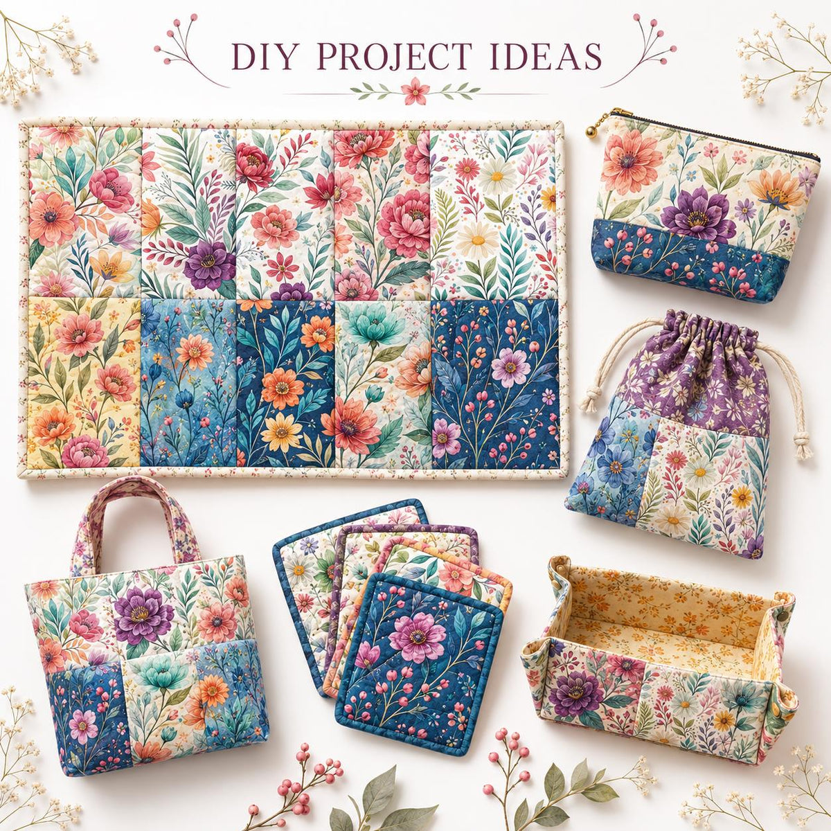 10Pc/Set Flower Series Fat Quarter Fabric, Pre-Cut Square Fabric Assort, Fabric Set, Craft Fabric, Handmade DIY Patchwork Fabric,Home Quilting Sewing Fabric, Packaging Fabric, Scrapbooking Craft Hobbyist
