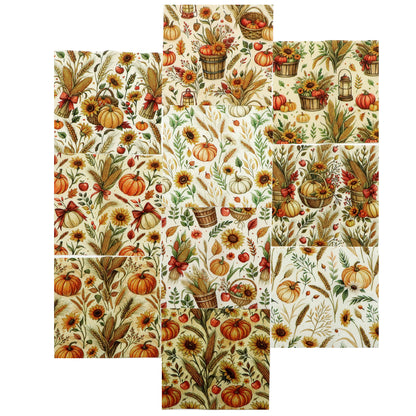 10Pc/Set Autumn Pumpkin Series Bowknot Corn Fat Quarter Fabric, Pre-Cut Square Fabric Assort, Fabric Set, Craft Fabric, Handmade DIY Patchwork Fabric,Home Quilting Sewing Fabric, Packaging Fabric, Scrapbooking Craft Hobbyist