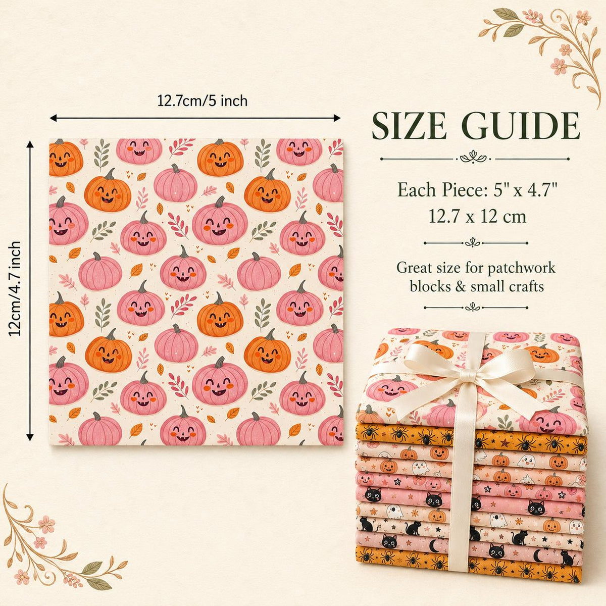 10Pc/Set Halloween Series Star Skull Pumpkin Cat Moon Fat Quarter Fabric, Pre-Cut Square Fabric Assort, Fabric Set, Craft Fabric, Handmade DIY Patchwork Fabric,Home Quilting Sewing Fabric, Packaging Fabric, Scrapbooking Craft Hobbyist