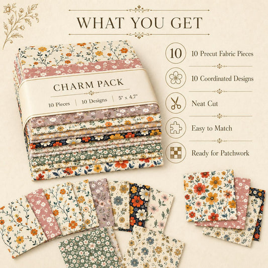 10Pc/Set Flower Series Fat Quarter Fabric, Pre-Cut Square Fabric Assort, Fabric Set, Craft Fabric, Handmade DIY Patchwork Fabric,Home Quilting Sewing Fabric, Packaging Fabric, Scrapbooking Craft Hobbyist