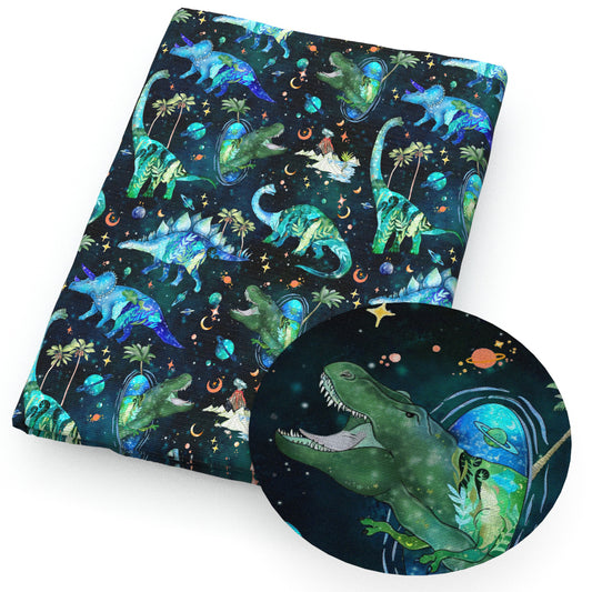 dinosaurs dino star starfish moon mountain planetsolar system galaxy fabric