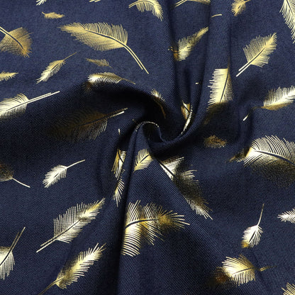 1Pc feather Golden Hot Stamping Pre-Washed Denim Fabric - 59x19.68inch(150x50cm)  DIY Crafts Projects, DIY Wallet Making