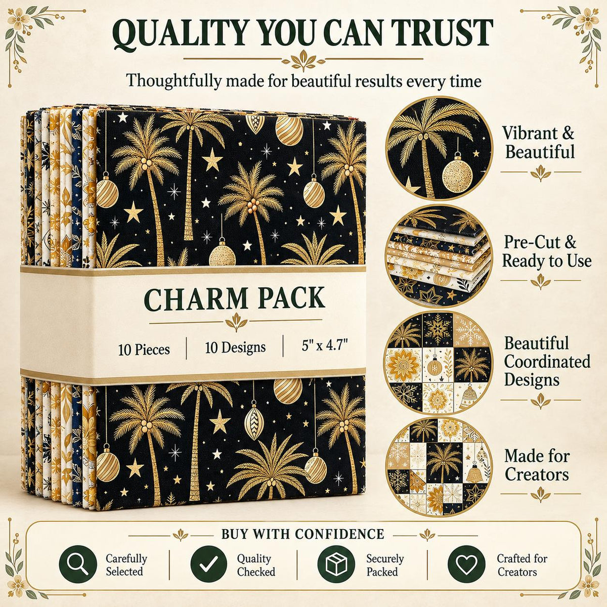 10Pc/Set Christmas Series Flower Bell Star Tree Fat Quarter Fabric, Pre-Cut Square Fabric Assort, Fabric Set, Craft Fabric, Handmade DIY Patchwork Fabric,Home Quilting Sewing Fabric, Packaging Fabric, Scrapbooking Craft Hobbyist