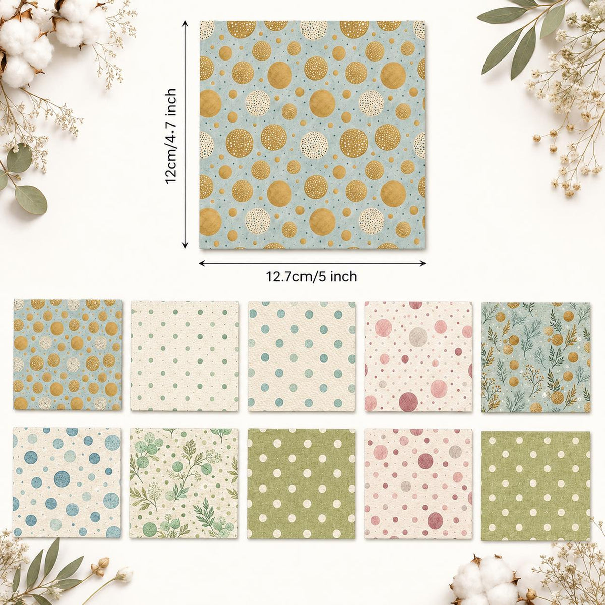 10pcs Charm Pack Set Floral Pattern 100% Polyester Patchwork in 10 Design Styles, Ready-to-Sew Without Cutting, Suitable For Patchwork Wallet Making Gift Giving Tote Bags Coasters DIY Craft Projects For Mother's Gift