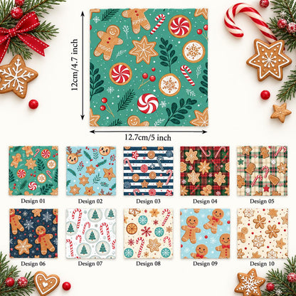 10Pc/Set Christmas Series Stripe Deer Dot Crutch Holly Tree Fat Quarter Fabric, Pre-Cut Square Fabric Assort, Fabric Set, Craft Fabric, Handmade DIY Patchwork Fabric,Home Quilting Sewing Fabric, Packaging Fabric, Scrapbooking Craft Hobbyist