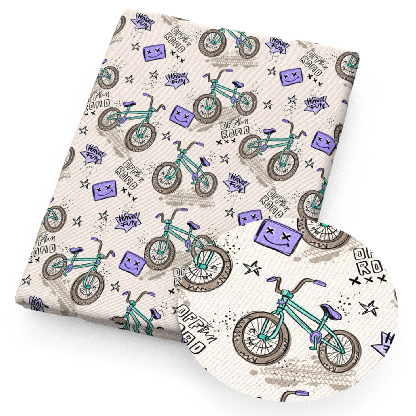 bicycle letters alphabet star starfish fabric