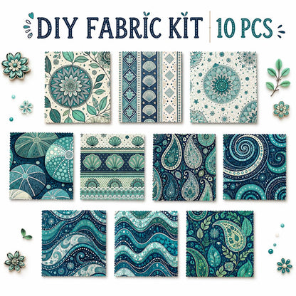 10pcs Charm Pack Set Geometric Cashew Pattern Vintage Style Pattern Handmade DIY with Rich Color and Texture Elements 100% Polyester Patchwork in 10 Design Styles Suitable for Patchwork DIY Craft Projects DIY Wallet Making Gift Giving Bag Making Mother's