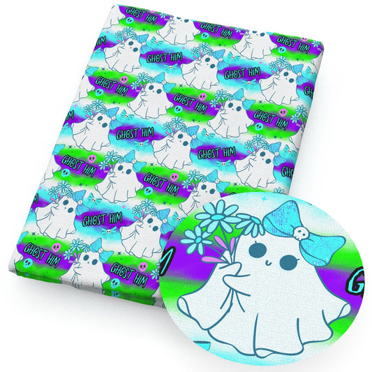 halloween skull ghost skeleton bones flowerfloral fabric