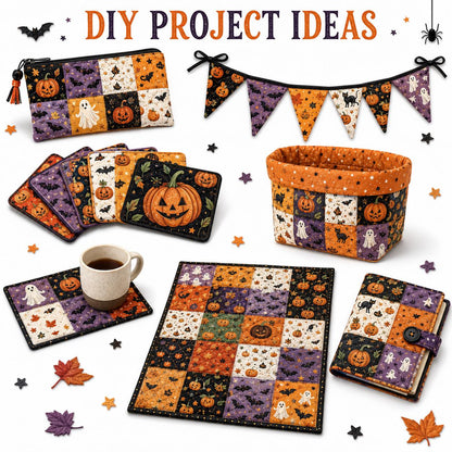 10pcs Charm Pack Set Halloween Pumpkin Ghost Pattern Vintage Style Handmade DIY with Rich Color and Texture Elements 100% Polyester Patchwork in 10 Design Styles Suitable for Patchwork DIY Craft Projects DIY Wallet Making Gift Giving Bag Making Mother's D