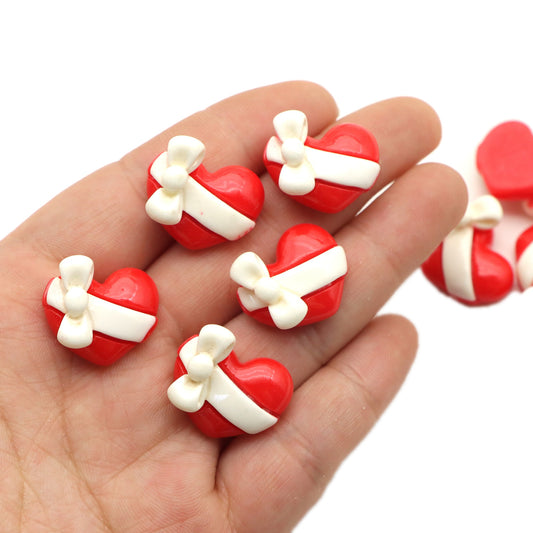 5pcs Valentine's Day Love Heart Charms - Acrylic Resin Ornaments for DIY Jewelry, Earrings, Bracelets & Crafts - Perfect for Gifts, Decorations & Accessories