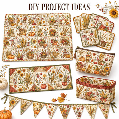 10Pc/Set Autumn Pumpkin Series Bowknot Corn Fat Quarter Fabric, Pre-Cut Square Fabric Assort, Fabric Set, Craft Fabric, Handmade DIY Patchwork Fabric,Home Quilting Sewing Fabric, Packaging Fabric, Scrapbooking Craft Hobbyist