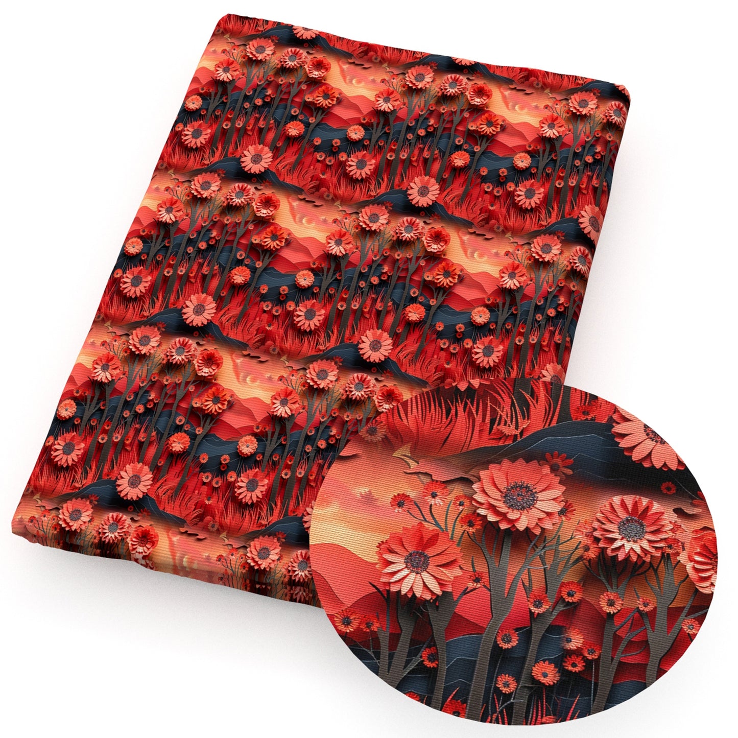 4Pc/set 7.87x7.87inch/19.68x17.7inch flower series Precut Quilting Fabric Fat Quarter Fabric Bundle, Polyester Quilting Squares for Patchwork, DIY Crafts Projects, DIY Wallet Making