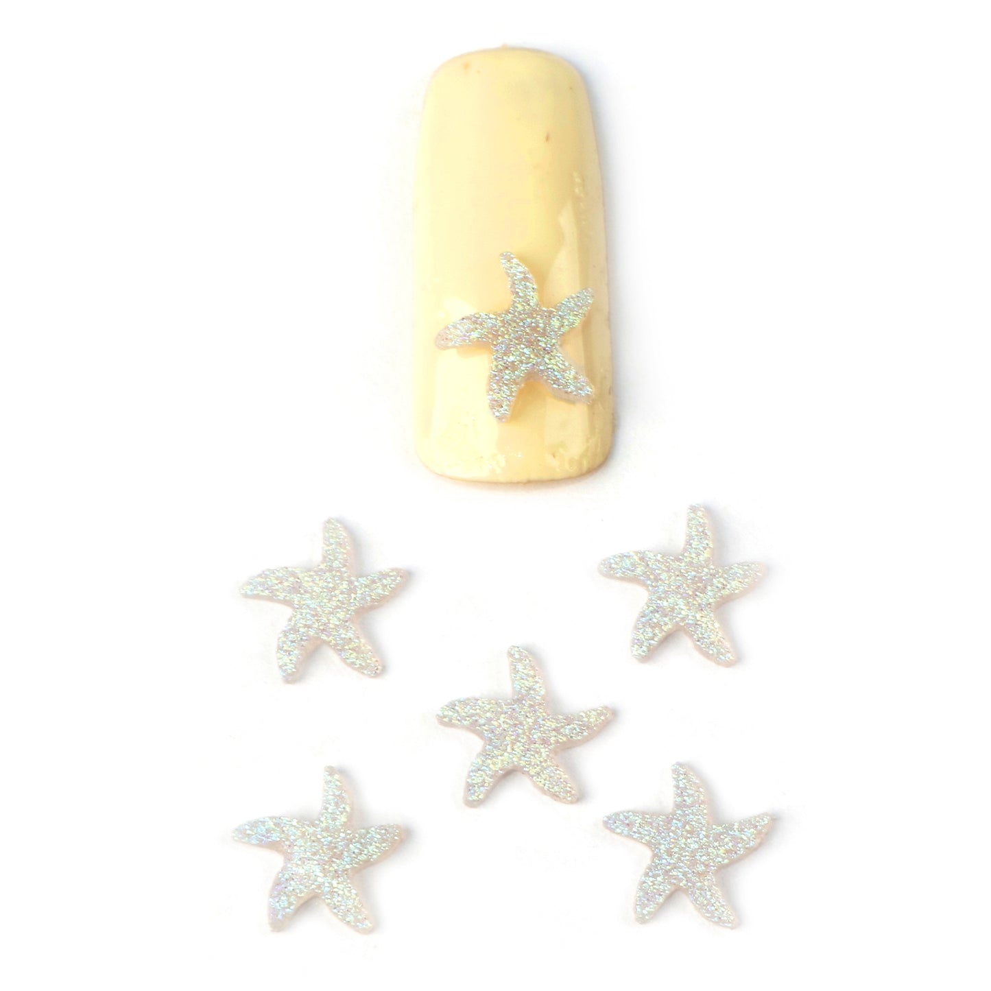 20pcs Glitter Starfish Nail Charms - Transparent Acrylic Beads, Flatback Skeleton Cabochons for DIY Nail Art & Craft Decorations