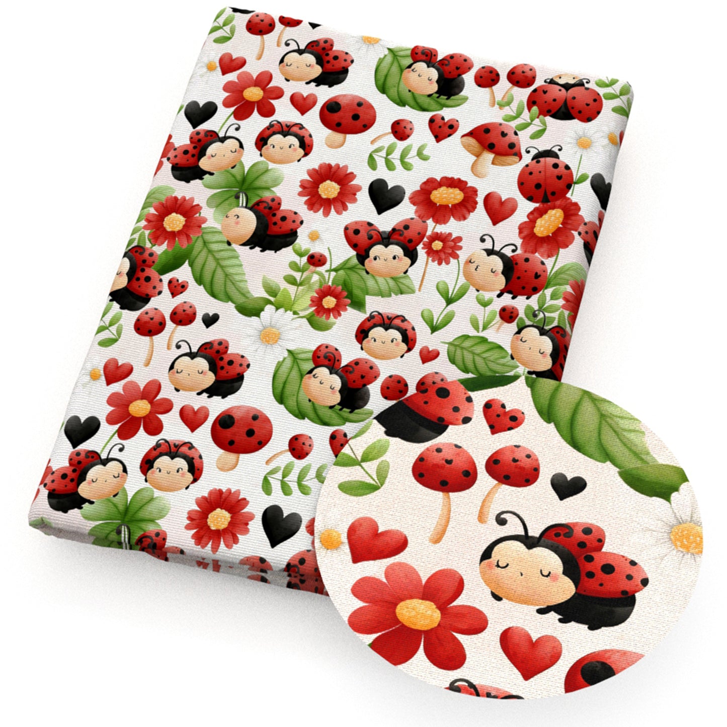 ladybug flowerfloral heart love fabric