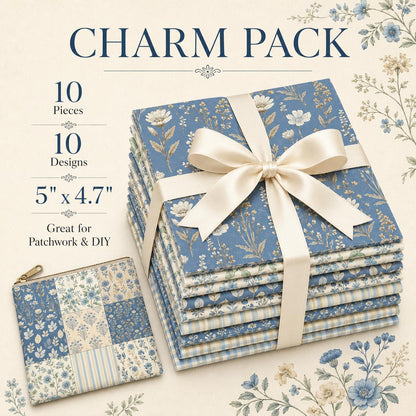 10pcs Charm Pack Set Floral Pattern Vintage Style Handmade DIY with Rich Color and Texture Elements 100% Polyester Patchwork in 10 Design Styles Suitable for Patchwork DIY Craft Projects DIY Wallet Making Gift Giving Bag Making Mother's Day Gift