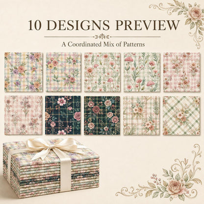 10Pc/Set Flower Plaid Series Daisy Mushroom Fat Quarter Fabric, Pre-Cut Square Fabric Assort, Fabric Set, Craft Fabric, Handmade DIY Patchwork Fabric,Home Quilting Sewing Fabric, Packaging Fabric, Scrapbooking Craft Hobbyist