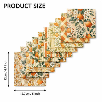 10Pc/Set Fruit Orange Series Flower Fat Quarter Fabric, Pre-Cut Square Fabric Assort, Fabric Set, Craft Fabric, Handmade DIY Patchwork Fabric,Home Quilting Sewing Fabric, Packaging Fabric, Scrapbooking Craft Hobbyist