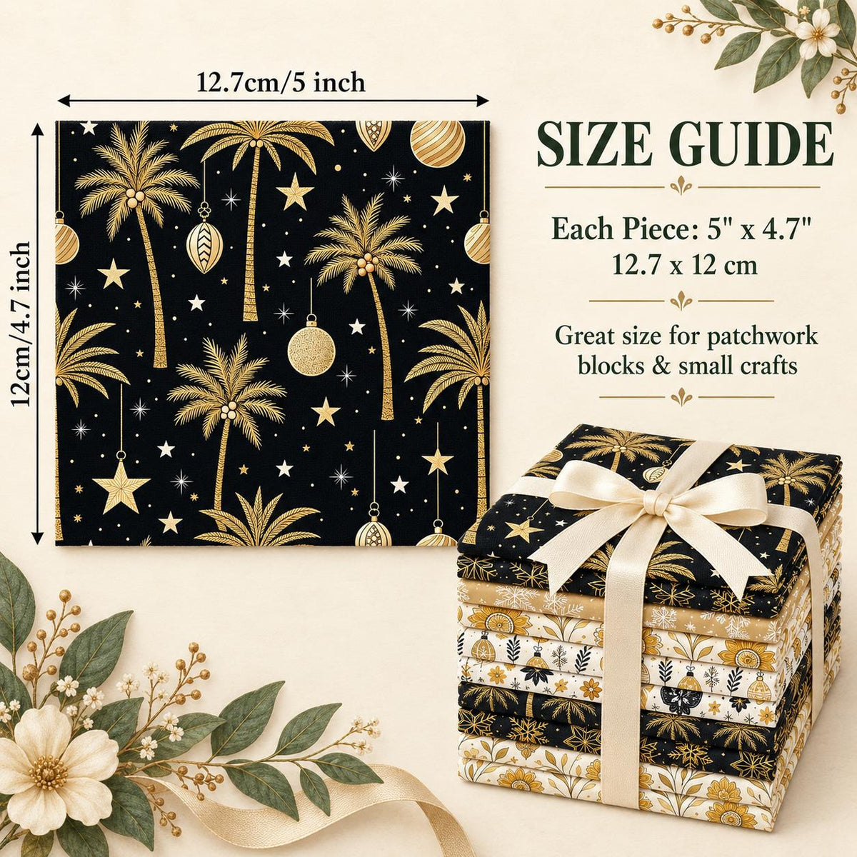 10Pc/Set Christmas Series Flower Bell Star Tree Fat Quarter Fabric, Pre-Cut Square Fabric Assort, Fabric Set, Craft Fabric, Handmade DIY Patchwork Fabric,Home Quilting Sewing Fabric, Packaging Fabric, Scrapbooking Craft Hobbyist