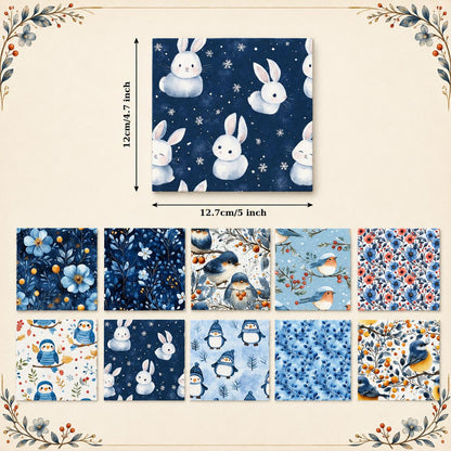 10Pc/Set Christmas Series Flower Bird Rabbit Bird Penguin Fat Quarter Fabric, Pre-Cut Square Fabric Assort, Fabric Set, Craft Fabric, Handmade DIY Patchwork Fabric,Home Quilting Sewing Fabric, Packaging Fabric, Scrapbooking Craft Hobbyist