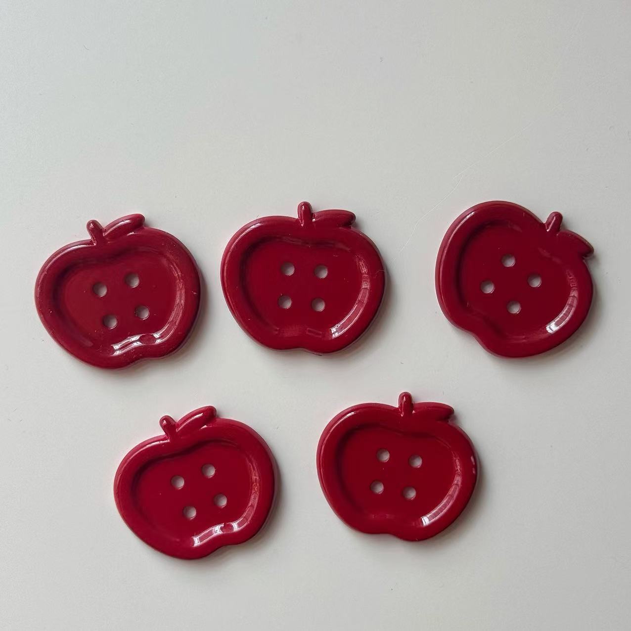 10pcs Red Apple Buttons for DIY Handmade Materials Headdress Shoe Flower Decoration Dolls Sewing Accessories
