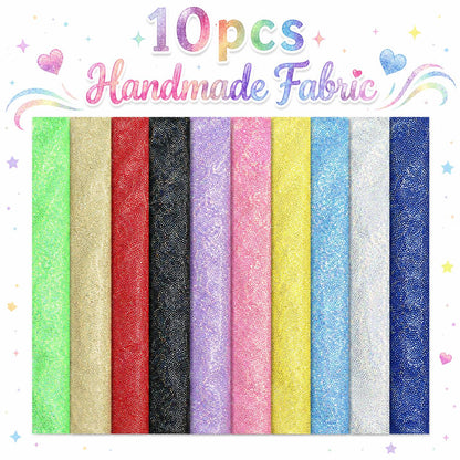 10pcs/Set, Making 10 Images 1pc Each, Each Size: 2.48*19.69inch Plain Muti-color Laser Pattern Sliced Fabric Set Style Combination, Polyester Jelly Roll Fabric Strips, Pre-Cut Quilting Squares, for Quilting DIY, Handicrafts And Sewing, Blankets, Rugs