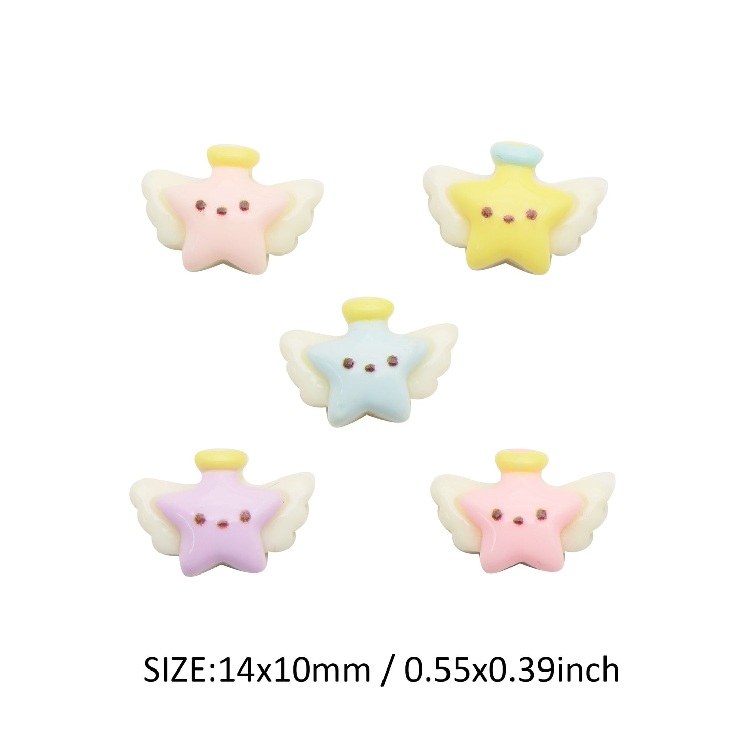 10pcs Resin Flat Back Charms, Charms And Containers Mix Color Star Starfish Wings Shape Resin Cabochons for DIY Crafts, Scrapbooking, Jewelry Making