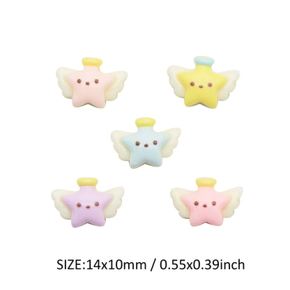 10pcs Resin Flat Back Charms, Charms And Containers Mix Color Star Starfish Wings Shape Resin Cabochons for DIY Crafts, Scrapbooking, Jewelry Making