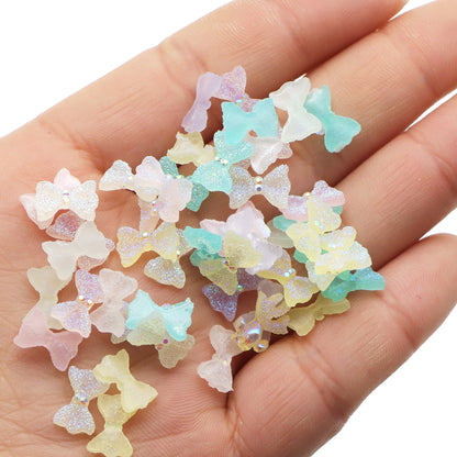 20Pcs/pack Glow in the Dark Acrylic Beads Bowknot Shaped Plain Solid Color for Jewelry Making DIY Bracelet Necklace Chain Earrings Charm Decors For Nail Art Design Crafts Jewelry Accessories