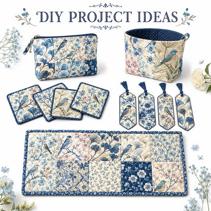 10pcs Charm Pack Set Floral Bird Vintage Style Pattern Handmade DIY with Rich Color and Texture Elements 100% Polyester Patchwork in 10 Design Styles Suitable for Patchwork DIY Craft Projects DIY Wallet Making Gift Giving Bag Making Mother's Day Gift