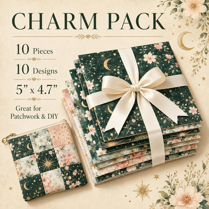 10pcs Charm Pack Set Floral Pattern Vintage Style Handmade DIY with Rich Color and Texture Elements 100% Polyester Patchwork in 10 Design Styles Suitable for Patchwork DIY Craft Projects DIY Wallet Making Gift Giving Bag Making Mother's Day Gift