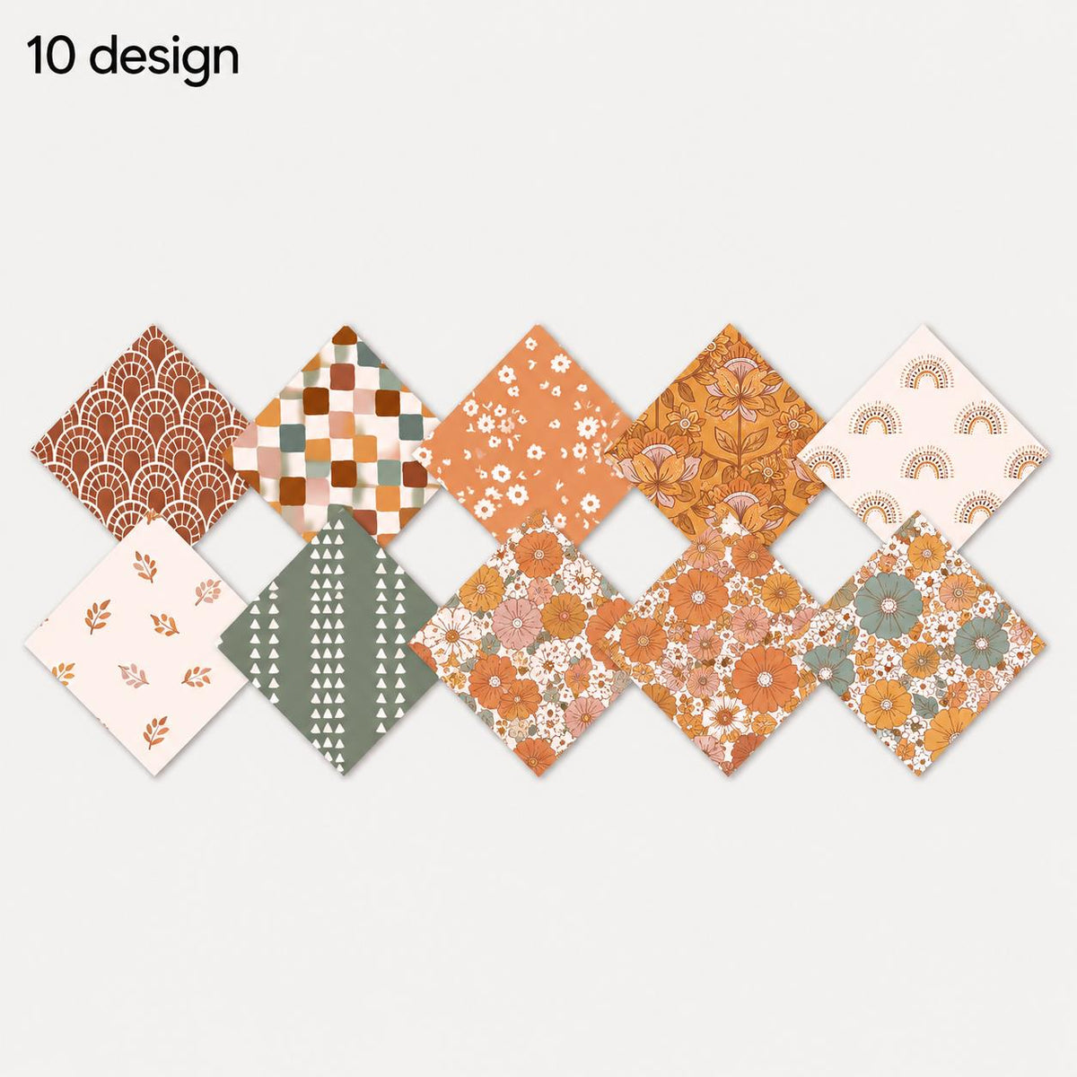 10pcs Charm Pack Set Floral Autumn Pattern 100% Polyester Patchwork in 10 Design Styles, Ready-to-Sew Without Cutting, Suitable For Patchwork Wallet Making Gift Giving Tote Bags Coasters DIY Craft Projects