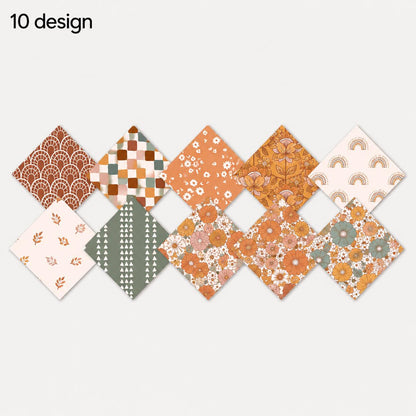 10pcs Charm Pack Set Floral Autumn Pattern 100% Polyester Patchwork in 10 Design Styles, Ready-to-Sew Without Cutting, Suitable For Patchwork Wallet Making Gift Giving Tote Bags Coasters DIY Craft Projects